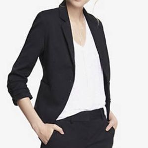 Express ruched three quarter sleeved blazer.